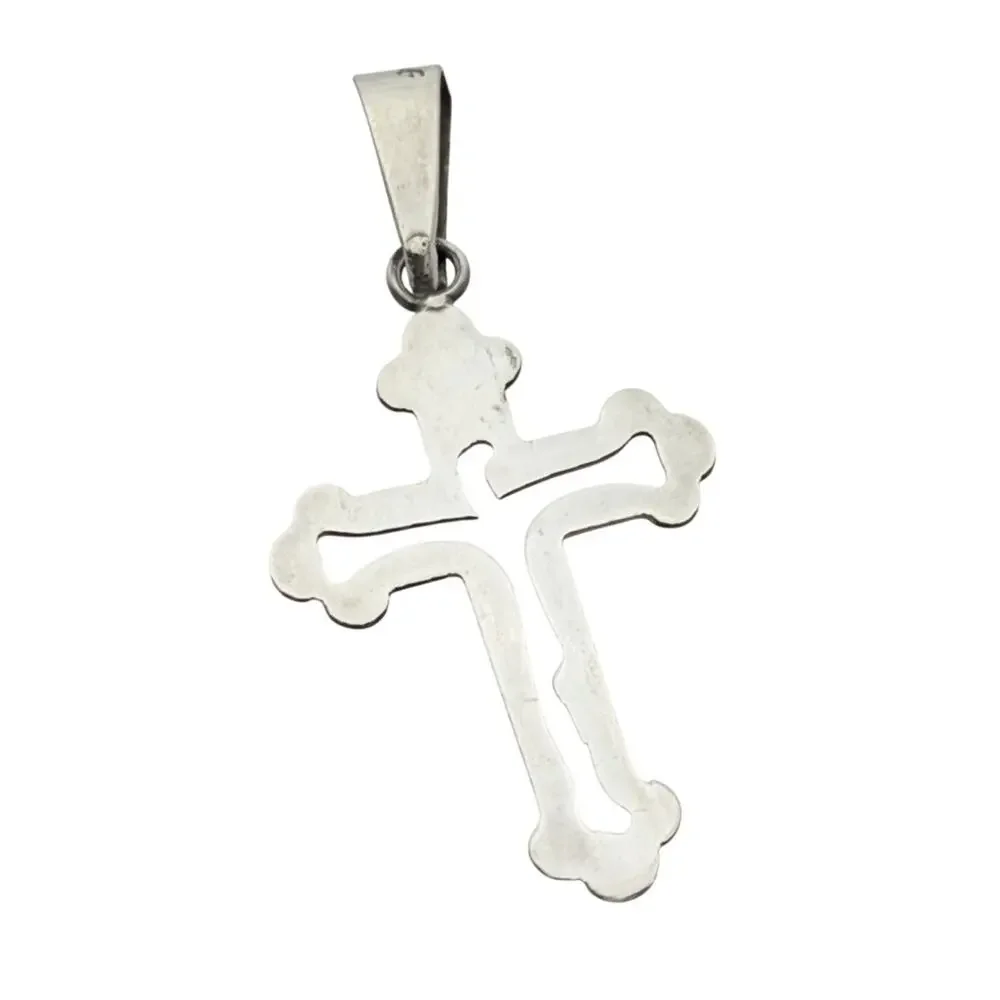 Sterling Silver 925 Mexico Cutout Cross Religious Christian Crucifix Pendant